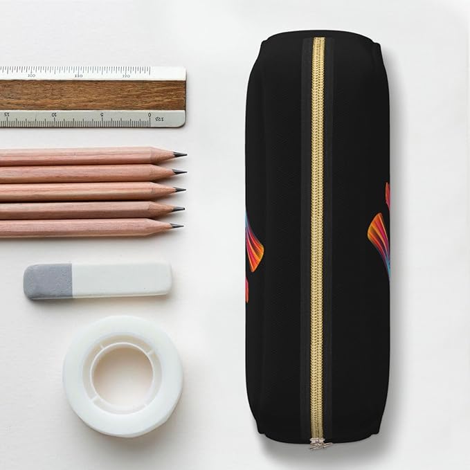 Cute Initial Pencil Case for Kids Simple Leather Pencil Pouch for Boys Girls Letter Design Pencil Box Pen Bag Pencil Pouch Office Stationery Organizer, Rainbow Letter Y