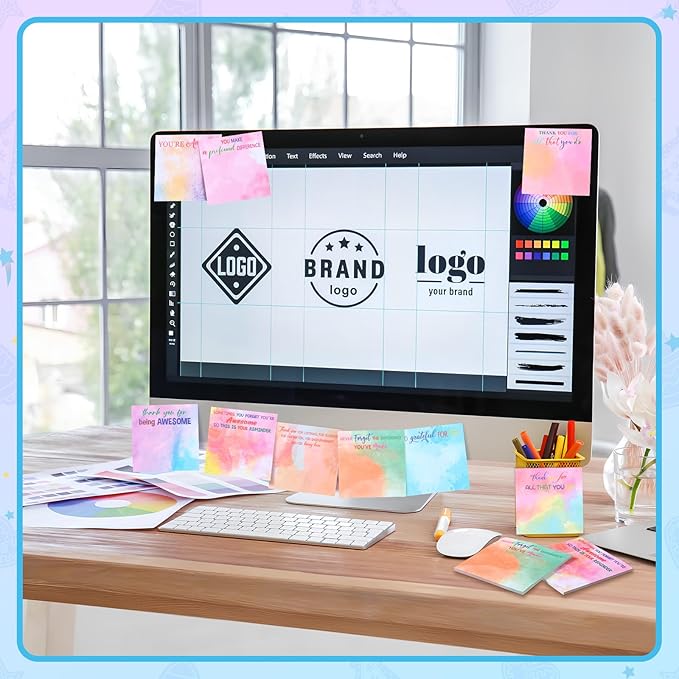 Yinder 24 Pcs Employee Appreciation Sticky Notes New Year Gift Bulk Motivation Sticky Note Pads Inspirational Gift for Teacher Nurse Staff Coworker Office Supply 3 x 3'' (Appreciation,Watercolour)