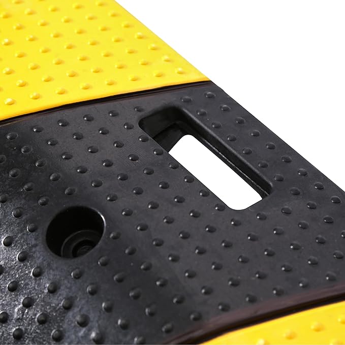 Speed Bumps for Asphalt Fold Rubber Speed Humps with Yellow Targets for Gravel Driveway Concrete Road, 1 Pack