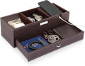 Baoyun Mens Valet Tray, Nightstand Organizers for Men, Leather Jewelry Storage Box Bedside Table Organizer EDC Catch All for Jewelry Key Wallet and Phone