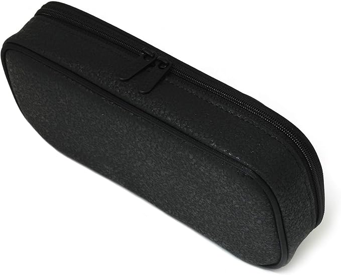 LOONLOON 663 Stone Pencil Case Black – Large Capacity Multi-Section Pen Pouch with Divider, School, College, Office, Student Stationery Organizer