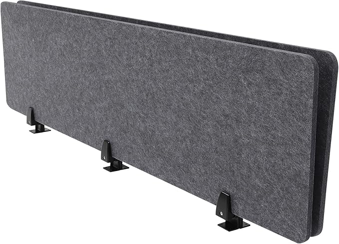 Desk Divider,Modern Stand Up Desk Store ReFocus Raw Clamp-On Acoustic Desk Divider Mounted Privacy Panel,Sound Blocking Desk Divider,Desktop Mounting (60inx16in)