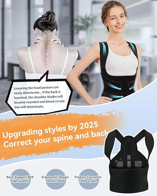 Posture Corrector for Women & Men, Back Brace Adjustable Full Back Support - Shoulder Straightener for Upper & Lower Back Pain Relief, Scoliosis, Hunchback, Hump, Thoracic Spine Correc (Large)