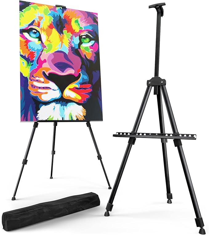 Portable Artist Easel Stand for Painting - Adjustable Height Painting Easel with Bag - Tabletop Art Easel for Painting Canvas Stand, Poster Stand & Wedding Signs Stand - Metal Tripod - 17x66 inches