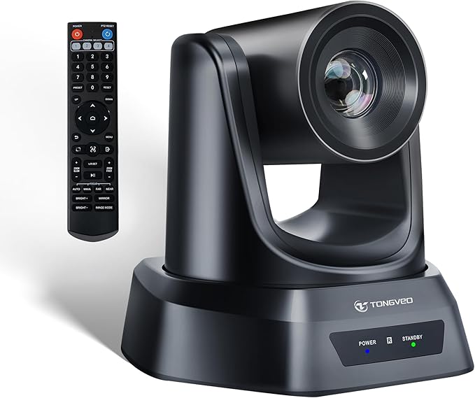 TONGVEO PTZ Camera 20X Optical Zoom HDMI IP Live Streaming SDI USB3.0 1080P 60fps PoE Supports for Church Services Worship Education Video Conference with OBS vMix Wirecast Zoom YouTube and More