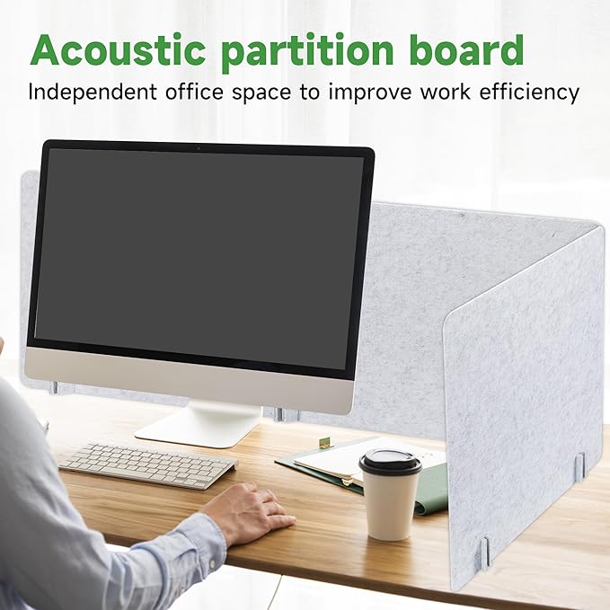 2 Pack Desk Privacy Panel 59" x 23.6" Acoustic Divider Panel Portable Desk Partition Desk Divider Noise Visual Isolate Table Divider for Student Study Reception Area Office Library