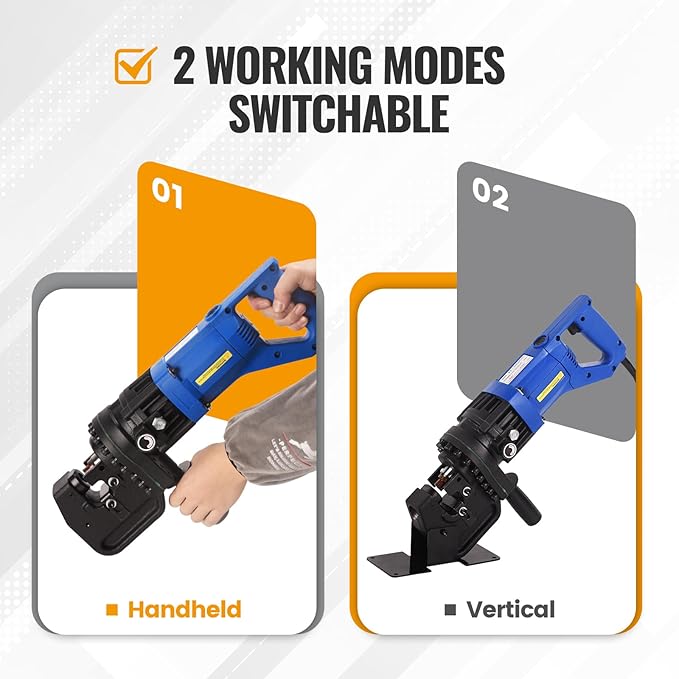 1200W Electric Hydraulic Hole Puncher,1HP Steel Punching Machine Φ1/4"-4/5",Hole Digger Hydraulic Punch with Carbon Brush 5 Dies for Steel Iron Aluminum Plate,Copper,Angle Steel,110V
