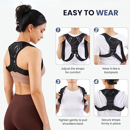Posture Corrector for Men & Women, Adjustable Upper Back Shoulder Brace, Back Straightener for Neck, Spine Alignment, Improve Posture, Comfortable & Breathable, L/XL