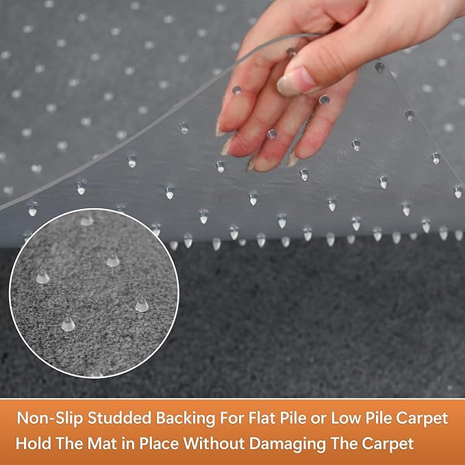 Office Chair Mat for Carpets - 30” x 48” Clear Carpet Chair Mats for Low Pile Carpeted Floors Home Office, Studded Floor Mat for Office Chair on Carpet