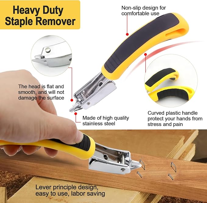 CLcsfwk 4Pcs Upholstery and Construction Staple Remover with Tack Puller Tool, Nail Puller, Carpet Nail Remover, Heavy Duty Staple Puller Remover, for Furniture Floor Wooden Case Carton Photo Frame
