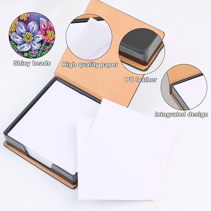 Heart Diamond Painting Kit Note Box,Memo Paper Storage Box Diamond Art,Sticky Note Holder Diamond Art,Diamond Painting Memo Pad For Office Desk. (Heart)