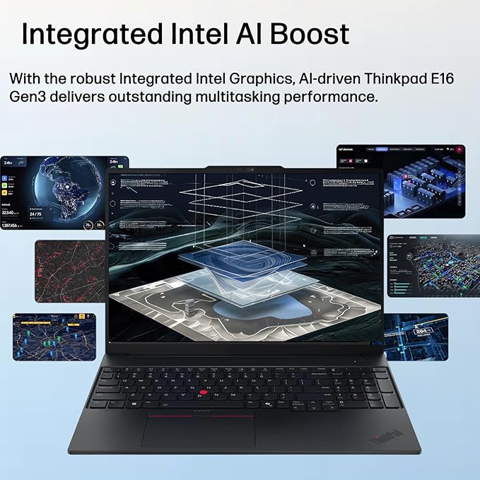 Lenovo ThinkPad E16 Gen 3 Business Laptop Computer, Intel 16-Core Ultra 7 255H (Beat i9-13900H), 16GB DDR5 RAM, 1TB PCIe SSD, 16" FHD+, WiFi 6E, Bluetooth 5.3, Webcam, Numeric Keypad, Windows 11 Pro