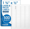 1.75" X 0.5" Matte White Printable Labels for Inkjet and Laser Printers - 500 Sheets, 40000 Custom Stickers for Return Address Labels, Price Tags, File Folders - Spartan Industrial Template R002