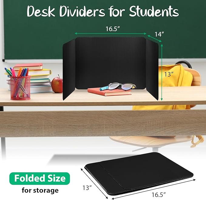 12 Pack Desk Dividers for Students, Waterproof Durable Plastic Testing Dividers Privacy Folders for Classroom, Easy to Clean, Desk Privacy Panel Classroom Shield Folder Boards Teacher Supplies