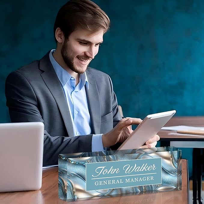 Personalized Name Plate for Desk, Custom Acrylic Desk Name Sign, Office Appreciation Gifts for Women Men Coworkers Boss Teacher Employee