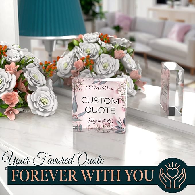 Custom Acrylic Sign Personalized, Custom Desk Name Plate, 18 Styles, (4"x4"), With Gift Box, USA Made by Acryluxe. (Glowing)