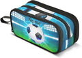 Custom Soccer Ball on Field Pencil Case Box Boys Girls Personalized Name Large Pencil Pouch Stationery Pen Bag Organizer for Kids Adults School Office