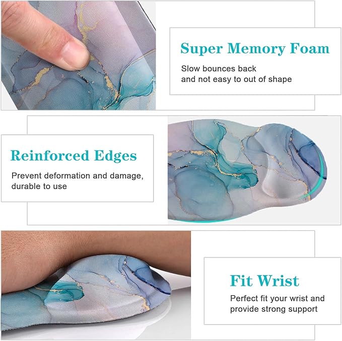 LATEEFAH Mouse Pad with Wrist Rest, 3-in-1 Gaming Mouse Pad, Keyboard Wrist Rest, Ergonomic Memory Foam Mousepad with Wrist Support for Computer Keyboard