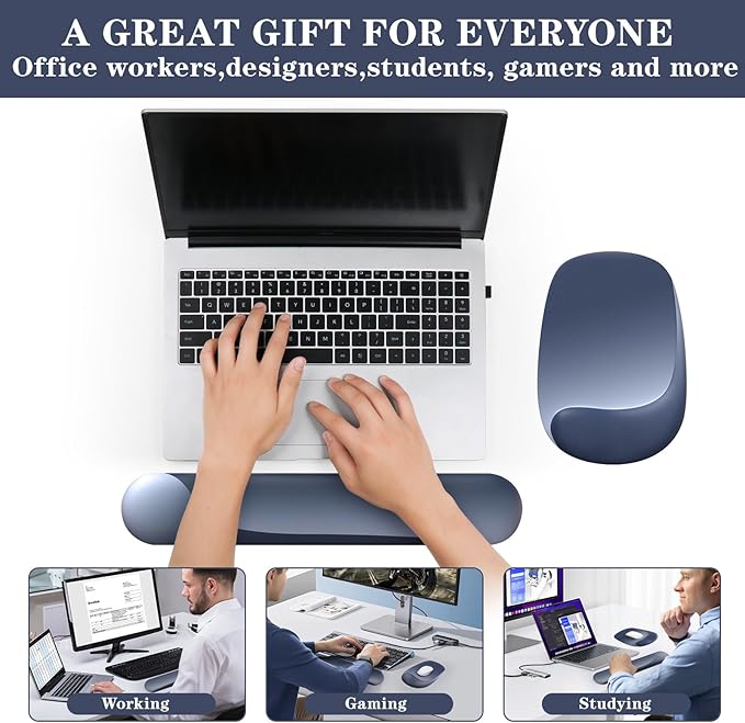 Wrist Rest for Keyboard and Mouse, Ergonomic Gel Computer Keyboard Wrist Rest with Memory Foam, Keyboard Wrist Support Pad for Long Hours of Work, Gaming, Studying-Relieve Wrist Pain
