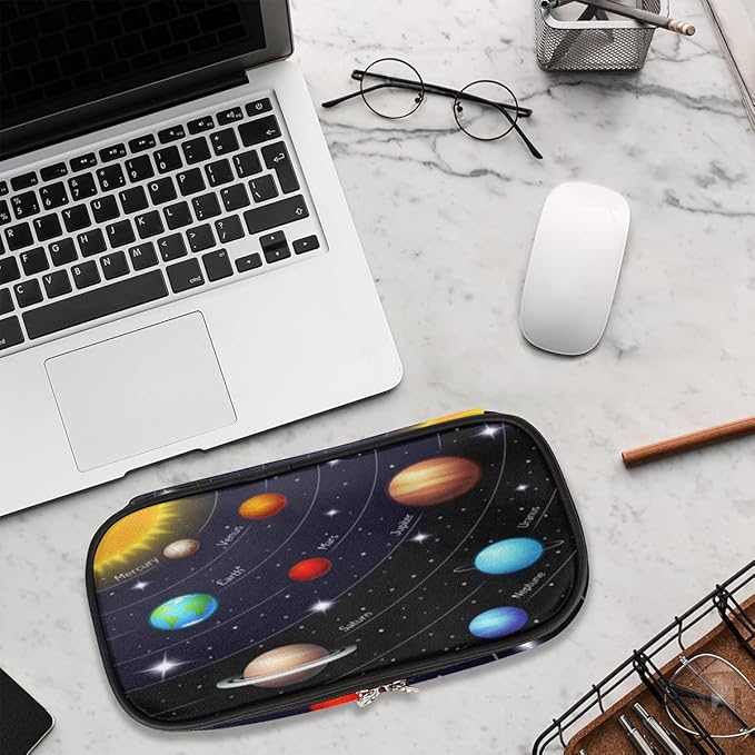 Pardick Solar System Planet Big Capacity Pencil Pen Case Universe Galaxy Large Pencil Pouch with Zipper Compartments Pencil Bag for Boys Girls Adults Student Office School Supplies