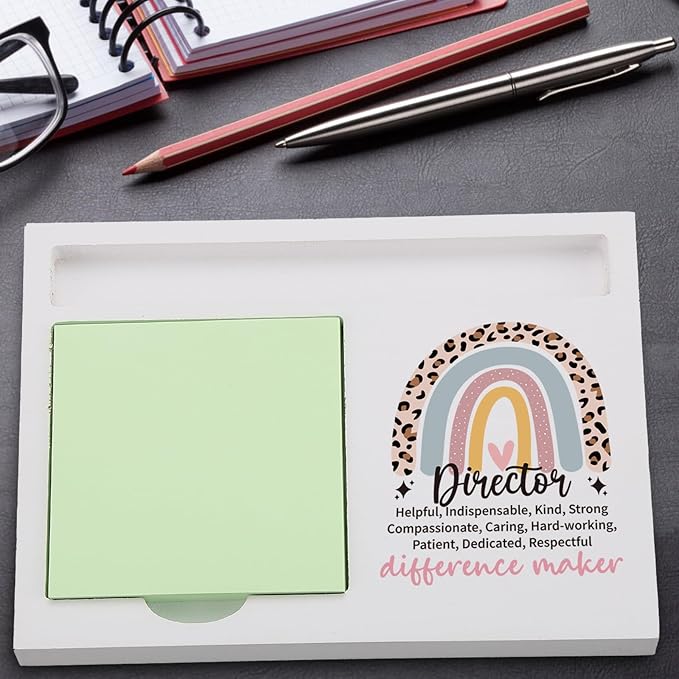 Director Sticky Note Holder for Desk, Appreciation Thank You Gift from Team Coworker Employee, Rainbow Desktop Decor for Office Manager, End of Year Gift for Women Men TZP157