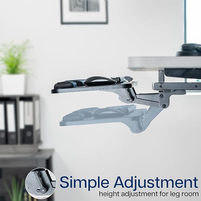 VIVO Premium Adjustable 34 x 11 inch Computer Keyboard and Mouse Platform Tray, Ergonomic Under Table Desk Mount Drawer with Padding, Black, MOUNT-KB34P-B