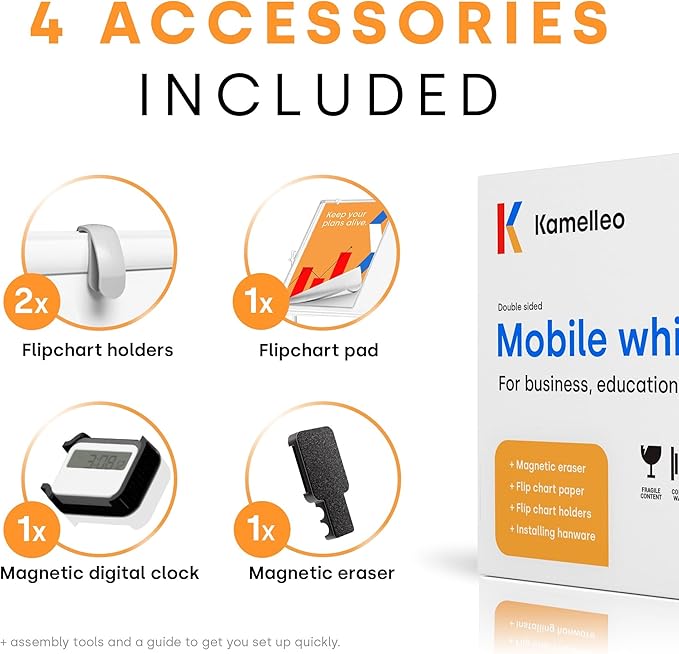 Rolling Dry Erase Board 96 x 46 - Large Portable Magnetic Whiteboard with Stand - Double Sided Easel Style Whiteboard with Wheels - Mobile Standing White Board for Office, Classroom & Home