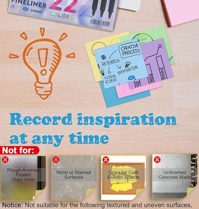 MyLifeUNIT Sticky Notes 3x3, Bulk Pack 54 Note Pads 5400 Sheets for Daily Reminder, Self-Stick Notes with 6 Assorted Colors