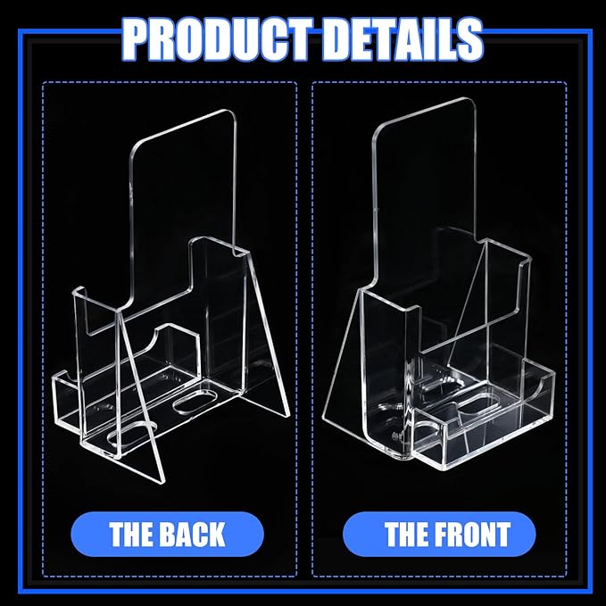 Wenqik Acrylic Brochure Holder with Business Card 4.1 Inch Rack Card Holder Pamphlet Display Stand Organizer for Menu Flyer Magazine Office Booklets(16 Pcs)