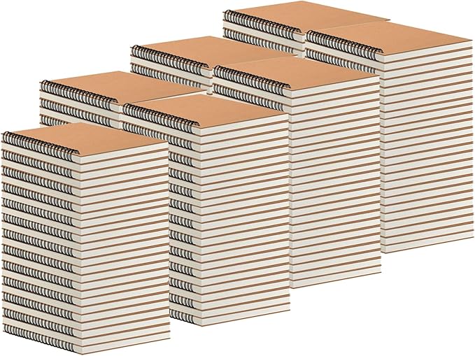 175 Pack A5 Spiral Notebooks Journal Bulk with Kraft Cover, 5x8 Inches, 100 Pages/ 50 Sheets，Ruled Lined Paper, for Work, Sketches, Study, Notes Taking, Gifts, Brown