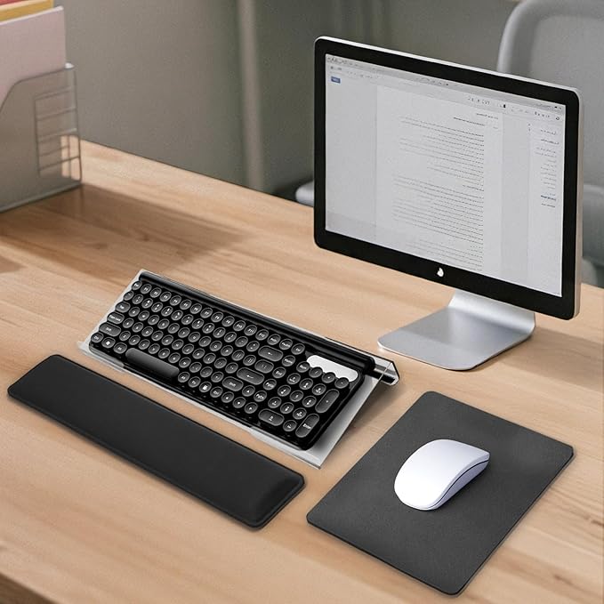 Computer Keyboard Wrist Rest Bracket, Memory Foam Keyboard Wrist Rest Set, Non-Slip Silicone Base, pergonomic and Convenient Typing, ain Relief,Suitable for Office, Work, Gaming (Acrylic)