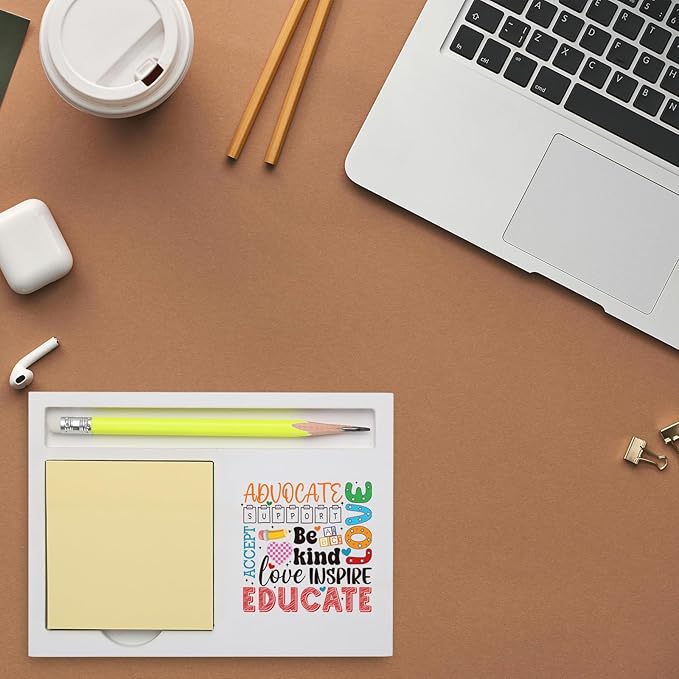 Thank You Teacher Desk Gift, Educate Inspire Love Support Advocate Note Holder for Classroom Counselor Mentor Staff, Back to School Retirement Appreciation Present Note Pad Holders KBB09