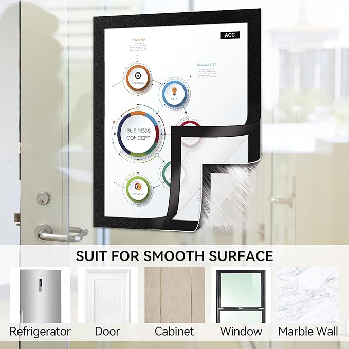 10 Pack Magnetic Sign Holder 8.5 x 11 Magnetic Picture Frame, Magnetic Frame Self-adhesive Wall Sign Holder for Door/Fridge/Whiteboard/Window Sign Holder, Double-sided Display