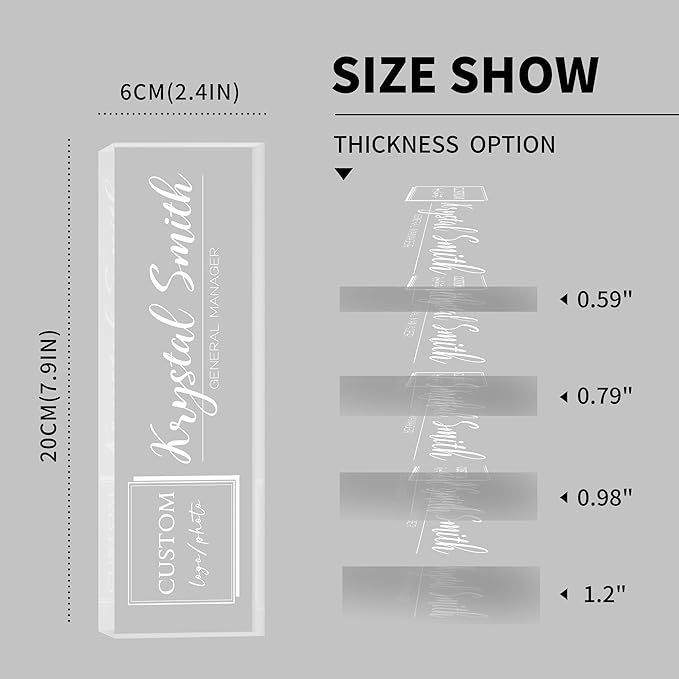 Custom Name Plate for Desk | Personalized Logo Desk Name Plate | Personalized Boss Employee Teacher Appreciation Gifts | Acrylic Name Plate Office Desk Accessories