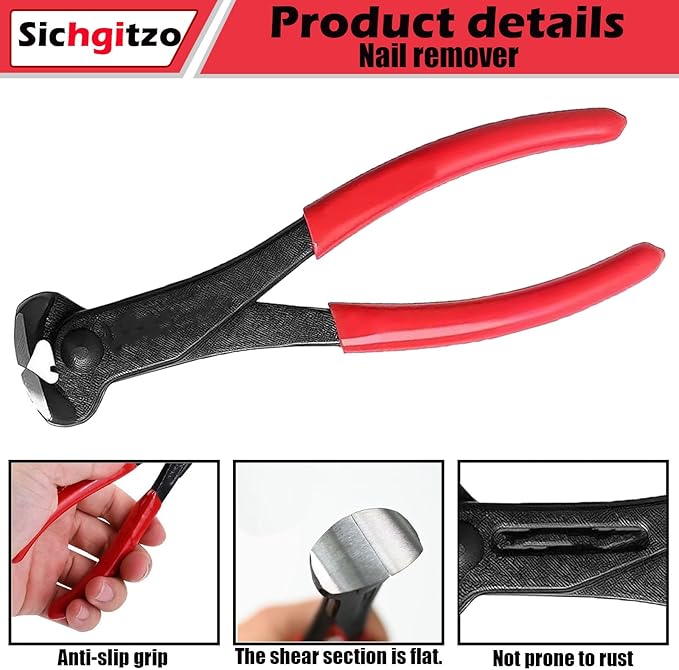 Sichgitzo 4-Piece Staple & Tack Remover Tool Set - Professional Upholstery Nail Puller, Staple Lifter, Glue Remover & Pliers for Furniture, Floor, Wood, Photo Frames & Car Interiors