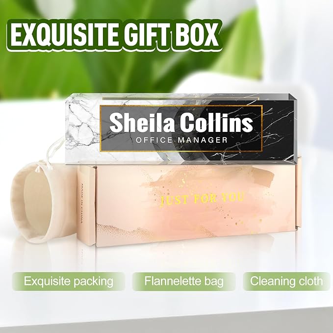 Custom Name Plate for Desk, Employee Appreciation Gifts, Office Decor, Acrylic Personalized Desk Accessories, Funny Gifts for Coworkers Boss Teacher (Black/White A)