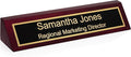 Providence Engraving Personalized Wood Desk Name Plate for Office with Custom Laser Engraved Piano Finish Desk Wedge in Rosewood, 2x10