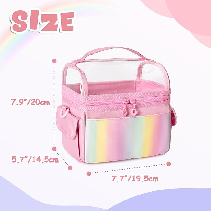 Marker Organizer Case for up to 72 Markers, Marker Storage Bag with Detachable Divider and 3 Extra Pockets, PVC Top Easy Find Your Need, Handle and Shoulder Strap, Pink (Case Only)