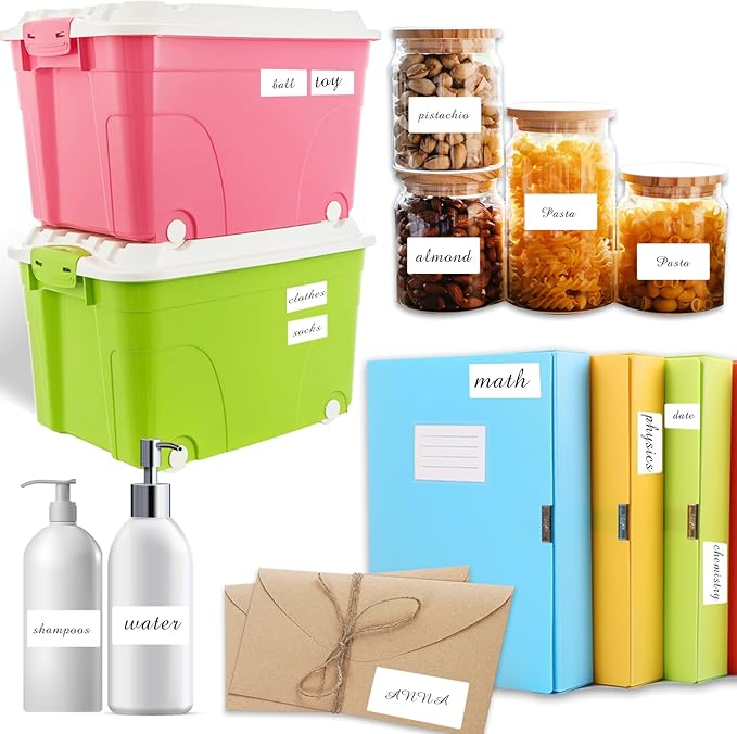 Yeachlaing Multi-Use Removable Labels, 1"x 3", 300 PCS Blank Labels Total,Water/Oil/Tear Resistant/Ink Won't Smudge No Residue