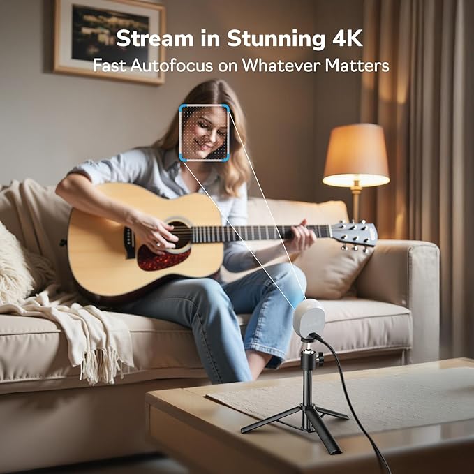 EMEET Piko 4K Webcam for Streaming, World’s 1st Dual-Camera AI-Powered 4K Camera w/AI Autofocus, 3 Mics Array&3 Sound Modes, USB Webcam with Clip, Great for Streaming, Desk Setup