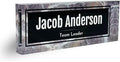 Customized Clear Acrylic Thick 8x3" Desk Name Plate Block with Personalized Logo - Professional Office Decor - Customized Acrylic Plate Gift for Teacher Co-workers, Christmas Gifts for Her, Thanksgiving Gifts (Black-White Marble)