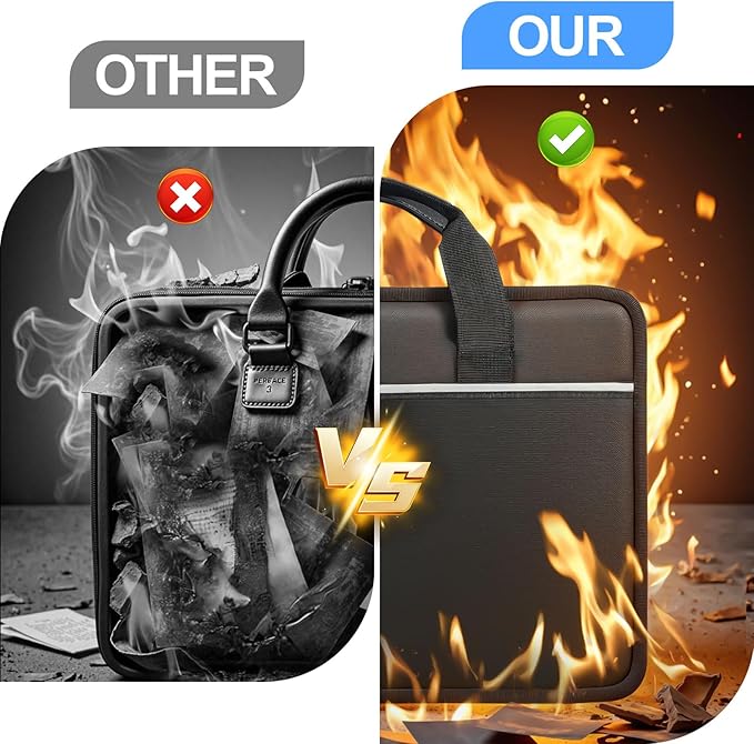 Accordion File Organizer with Lock and Shoulder Straps,Fireproof Waterproof Document Organizer Folder with Handle, Portable Large Capacity File Holder for Home Office School