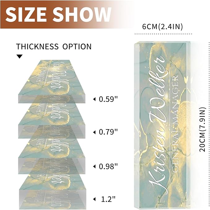 Name Plate for Desk, Desk Name Plate Personalized, Office Decor for Women Men, Acrylic Desktop Accessories, Office Appreciation Gifts for Boss Social Workers Employee Nurse Teacher (Deep Sea)