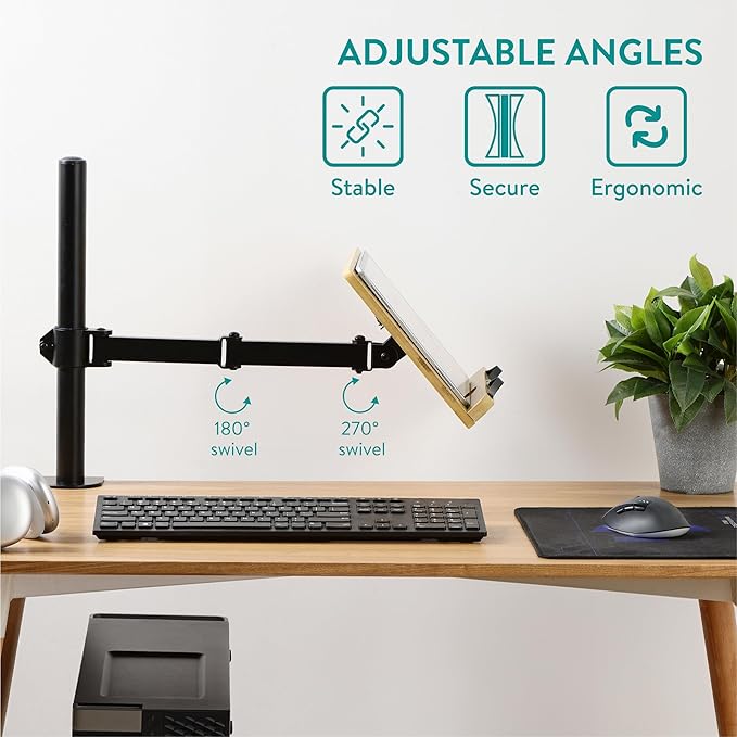 Navaris Book Stands with Clamp - Book Holder for Reading - Bamboo Books Stand - Works for Music, E-Readers or Tablets - 13.39 x 17.72 x 21.65 (34 x 45 x 55 cm)