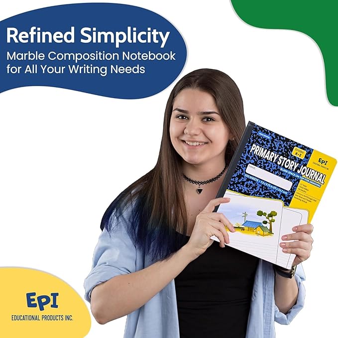 EPI 2016 Pack (Pallet) Primary Ruled Composition Notebook Bulk, 200 pages (100 Sheets), 9-3/4 x 7-1/2, Blank Top Header For Drawing, Story Paper, Heavy Duty, School Supplies, Grades K-2, Sewn Binding