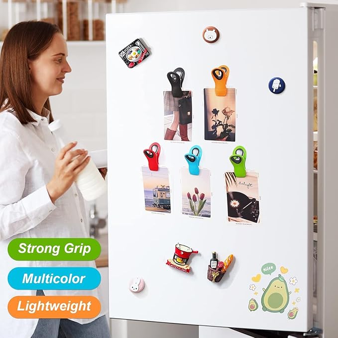 Jetmore 30 Pack Chip Clips Bag Clips, Paper Clips, Binder Clips, Multicolor Magnetic Clip for Food and Other Packages, Multipurpose Refrigerator Magnet Clip, Office Paper Clamps