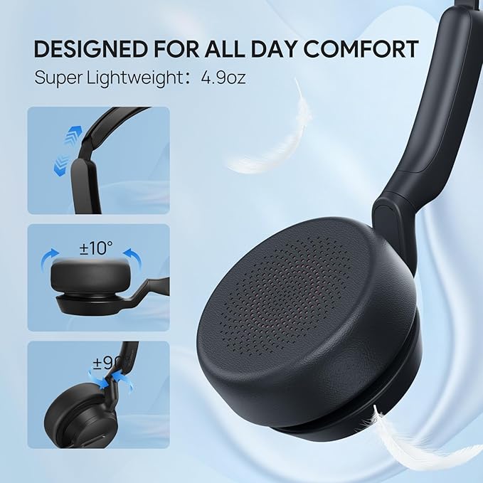 Yealink UH42 USB-A Headset with Microphone for PC Computer, Wired Headset Teams Certified, Noise Cancelling Mic, in Line Control, Mute Button, Cable Length 7.05FT, All Day Comfort