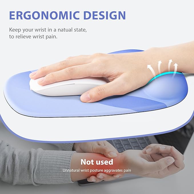 Ospelelf Wrist Rest for Keyboard and Mouse Ergonomic Mouse Pad with Wrist Support Memory Foam Wrist Rest for Computer Keyboard,3-in-1 Gel Mouse and Keyboard Pad for Office Geometry Blue