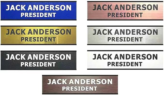 Personalized Office Name Plates and Door Signs Custom Office Desk or Door Name Plates with Aluminum Holder 2" x 8" 2" x 10"