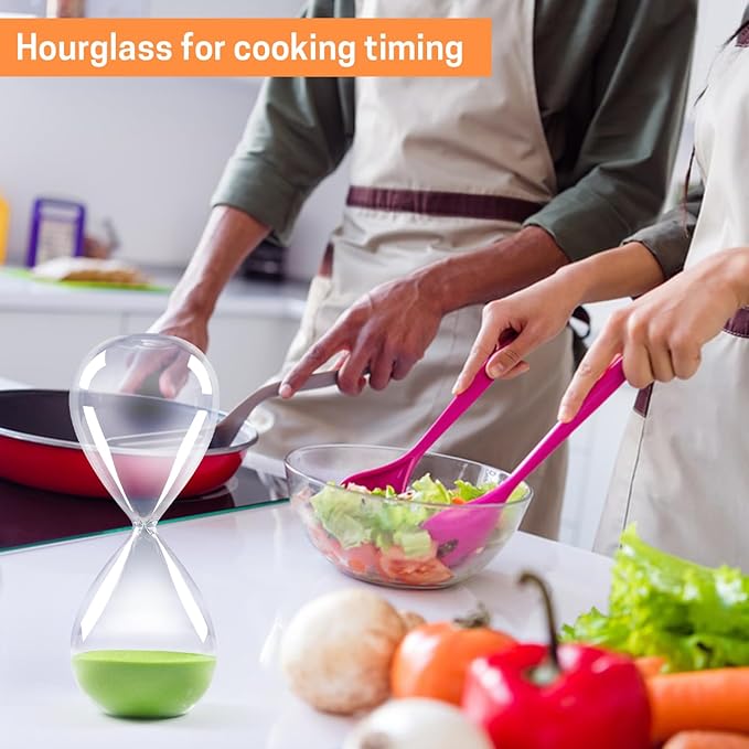 SWISSELITE Hourglass Sand Timers, Hourglass Sand Clock Inspired Glass for Home, Desk, Office Decor (8Inch-30Mins Macaw Green)